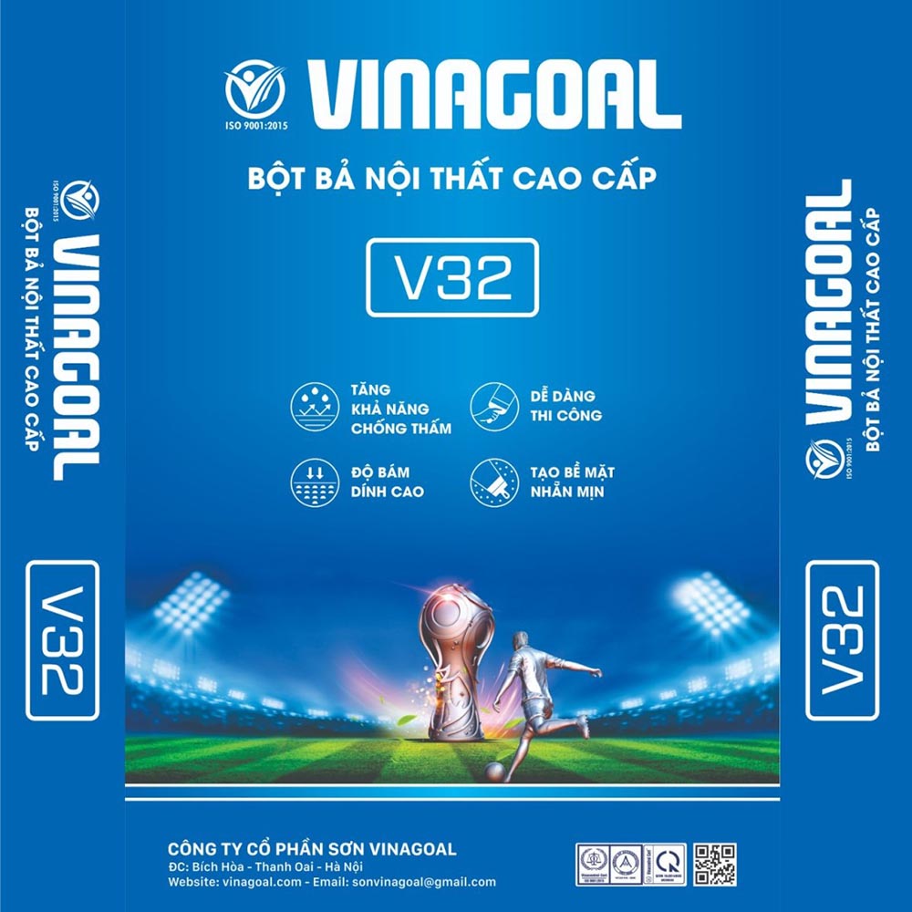 Bột bả nội thất cao cấp Vinagoal V32, chống thấm, bám dính